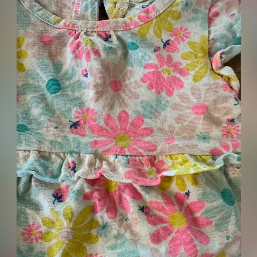 Carters 2 Piece Baby Girl Colorful Floral Casual Dress with Bloomers Size 9M